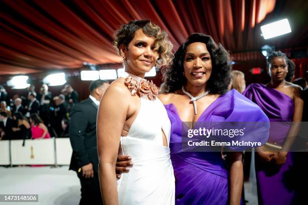 Halle Berry and Angela Bassett attend the 95th Annual Academy Awards at Hollywood & Highland on March 12, 2023 in Hollywood, California.