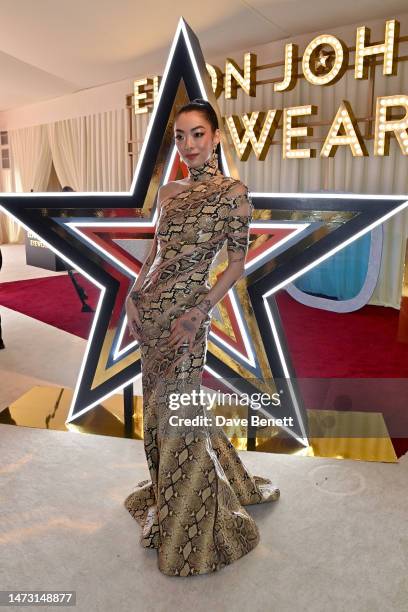 Rina Sawayama attends the Elton John AIDS Foundation's 31st Annual Academy Awards Viewing Party on March 12, 2023 in West Hollywood, California.