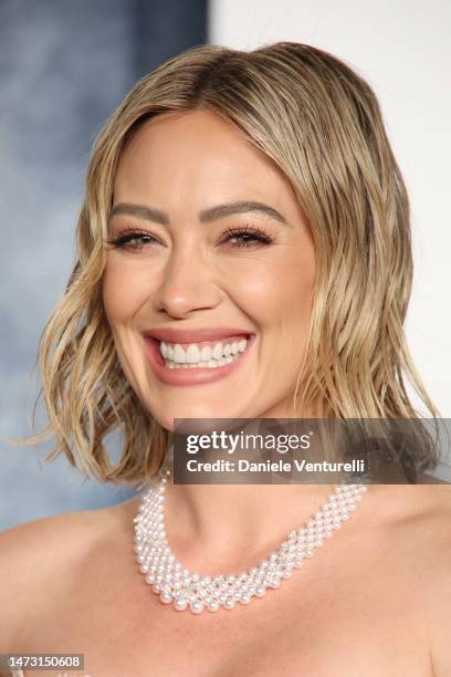 Hilary Duff attends the 2023 Vanity Fair Oscar Party hosted by Radhika Jones at Wallis Annenberg Center for the Performing Arts on March 12, 2023 in...