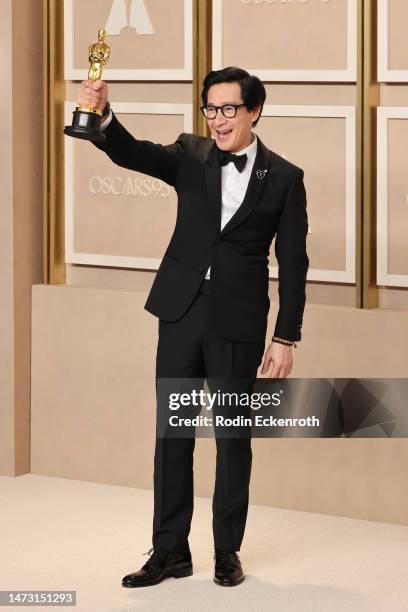 Ke Huy Quan, winner of Best Actor in a Supporting Role award for ‘Everything Everywhere All at Once’ poses in the press room during the 95th Annual...