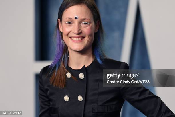 Vicky Krieps attends the 2023 Vanity Fair Oscar Party Hosted By Radhika Jones at Wallis Annenberg Center for the Performing Arts on March 12, 2023 in...