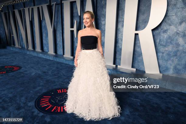 Meredith Hagner attends the 2023 Vanity Fair Oscar Party Hosted By Radhika Jones at Wallis Annenberg Center for the Performing Arts on March 12, 2023...