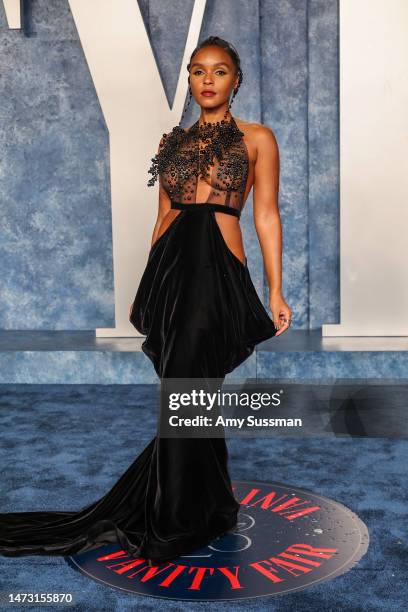 Janelle Monáe attends the 2023 Vanity Fair Oscar Party Hosted By Radhika Jones at Wallis Annenberg Center for the Performing Arts on March 12, 2023...