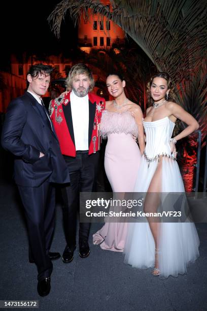 Matt Smith, Guest, Lily James, and Rita Ora attend the 2023 Vanity Fair Oscar Party Hosted By Radhika Jones at Wallis Annenberg Center for the...