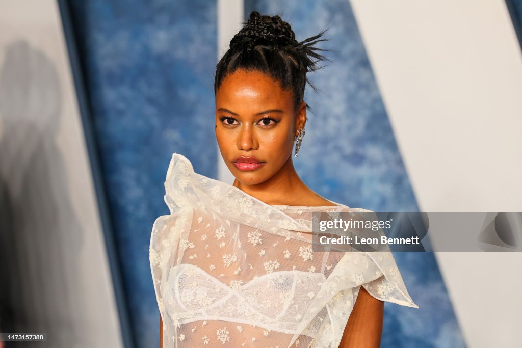 Taylour Paige attends the 2023 Vanity Fair Oscar Party Hosted By