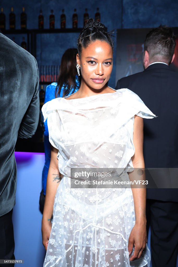 APPLY. Taylour Paige attends the 2023 Vanity Fair Oscar Party Hosted