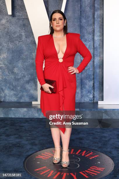 Melanie Lynskey attends the 2023 Vanity Fair Oscar Party Hosted By Radhika Jones at Wallis Annenberg Center for the Performing Arts on March 12, 2023...