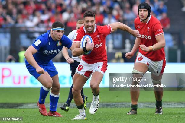 Wales player Rhys Webb during the six nations Italy-Wales rugby tournament match at the Sta dio Olimpico. Rome , March 11th, 2023