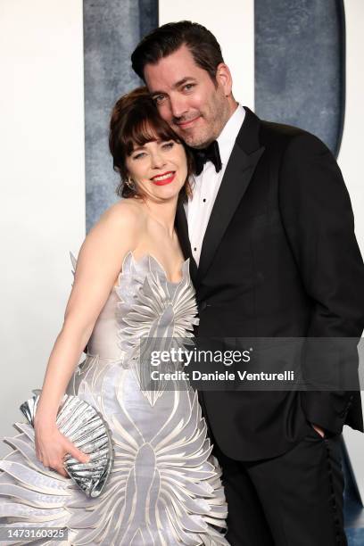 Zooey Deschanel and Jonathan Scott attend the 2023 Vanity Fair Oscar Party hosted by Radhika Jones at Wallis Annenberg Center for the Performing Arts...