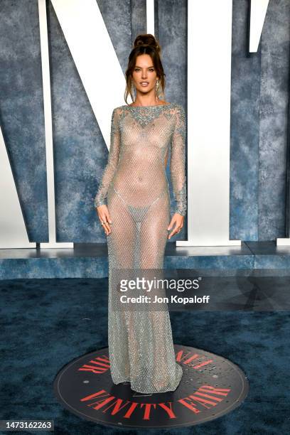 Alessandra Ambrosio attends the 2023 Vanity Fair Oscar Party Hosted By Radhika Jones at Wallis Annenberg Center for the Performing Arts on March 12,...