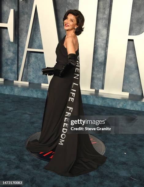 Shohreh Aghdashloo arrives at the Vanity Fair Oscar Party Hosted By Radhika Jones at Wallis Annenberg Center for the Performing Arts on March 12,...