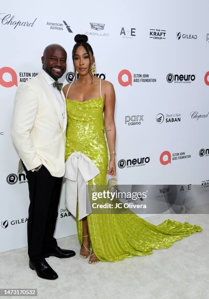 Taye Diggs and Addyi Jones attend the Elton John AIDS Foundation's 31st Annual Academy Awards Viewing Party on March 12, 2023 in West Hollywood,...