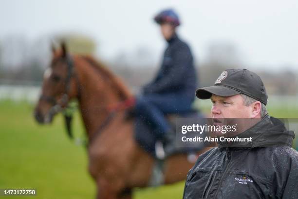 Gordon Elliott on the gallops at Cheltenham Racecourse on March 13, 2023 in Cheltenham, England.