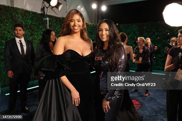 Natalia Bryant and Vanessa Bryant attend the 2023 Vanity Fair Oscar Party Hosted By Radhika Jones at Wallis Annenberg Center for the Performing Arts...