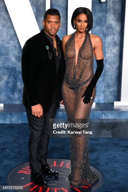 Russell Wilson and Ciara attends the 2023 Vanity Fair Oscar Party hosted by Radhika Jones at Wallis Annenberg Center for the Performing Arts on March...