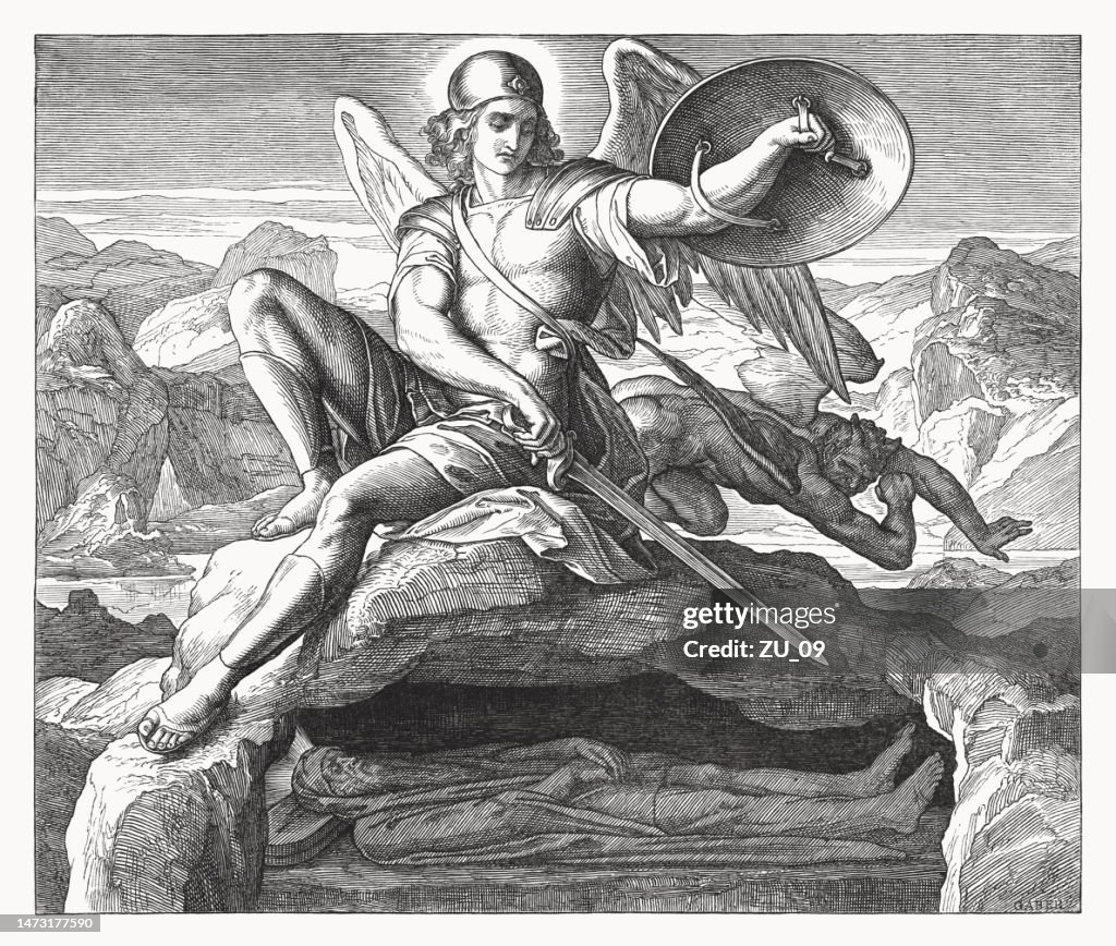 Tod des Mose (Deuteronomium 34, 5-6), Holzstich, veröffentlicht 1860