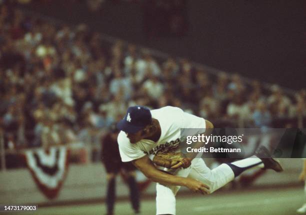 The Los Angeles Dodgers' Andy Messersmith pitching during an All-Star game in Pittsburg, Pennsylvania, on July 23rd, 1974.