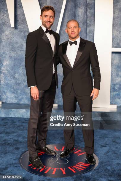 Reid Carolin and Channing Tatum attend the 2023 Vanity Fair Oscar Party Hosted By Radhika Jones at Wallis Annenberg Center for the Performing Arts on...