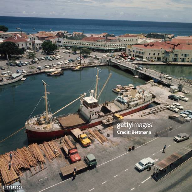 View of the harbour in Bridgetown, Barbados, in 1970.