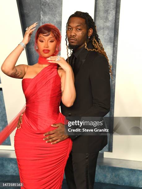 Cardi B, Offset arrives at the Vanity Fair Oscar Party Hosted By Radhika Jones at Wallis Annenberg Center for the Performing Arts on March 12, 2023...