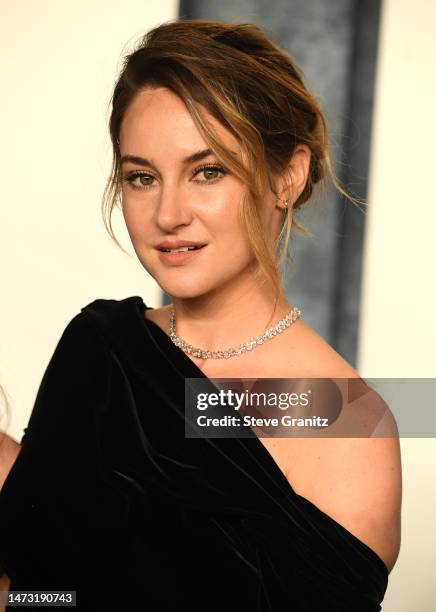 Shailene Woodley arrives at the Vanity Fair Oscar Party Hosted By Radhika Jones at Wallis Annenberg Center for the Performing Arts on March 12, 2023...