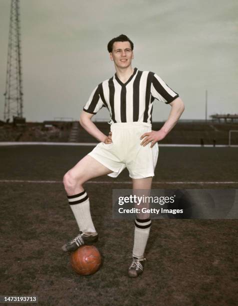 Player Bobby Robson pictured in full kit during the 1957/58 season at the Hawthorns in West Bromwich, England.