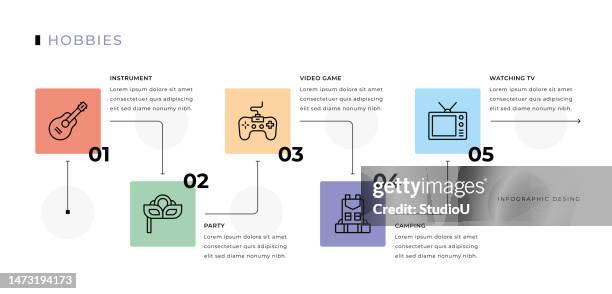 stockillustraties, clipart, cartoons en iconen met hobbies infographic design - reading books club