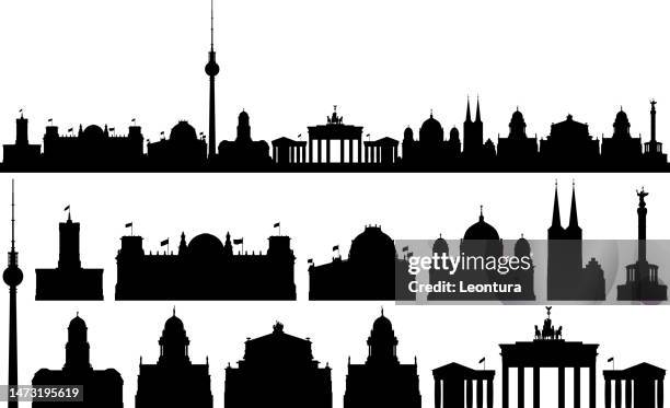 stockillustraties, clipart, cartoons en iconen met berlin skyline (all buildings are complete and moveable) - berlijn