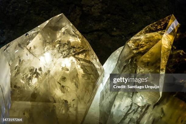 close-up of smoky quartz crystals - silicate mineral stock pictures, royalty-free photos & images