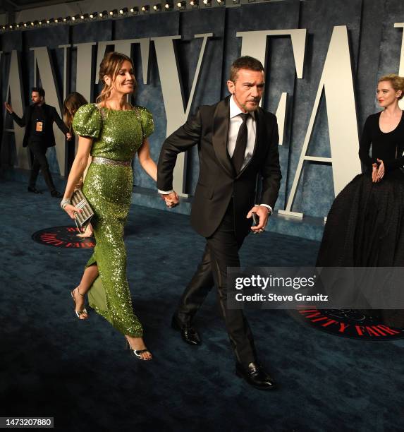 Antonio Banderas arrives at the Vanity Fair Oscar Party Hosted By Radhika Jones at Wallis Annenberg Center for the Performing Arts on March 12, 2023...