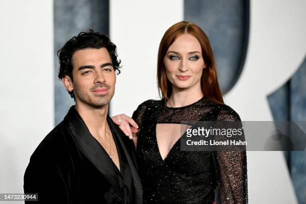 Joe Jonas, Sophie Turner attend the 2023 Vanity Fair Oscar Party Hosted By Radhika Jones at Wallis Annenberg Center for the Performing Arts on March...