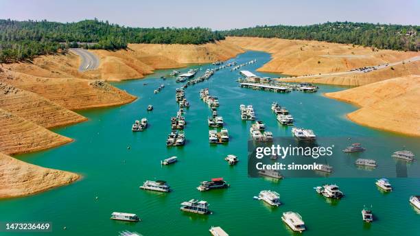 boats in marina on lake oroville - tour boat stock pictures, royalty-free photos & images