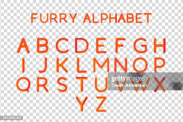 orangefarbener fellbuchstabe auf transparentem hintergrund. - typografie stock-grafiken, -clipart, -cartoons und -symbole