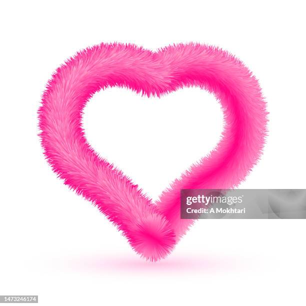ilustraciones, imágenes clip art, dibujos animados e iconos de stock de corazón peludo rosa. - cerda-pelo-de-animal