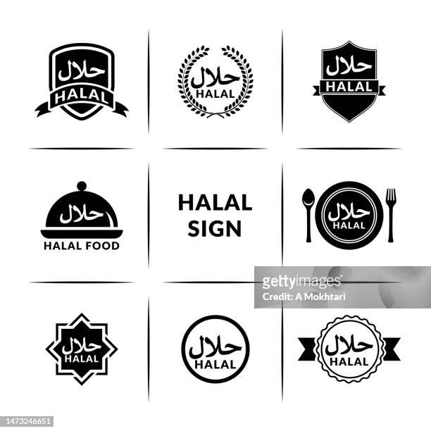 halal icon set. - kosher certified stock illustrations