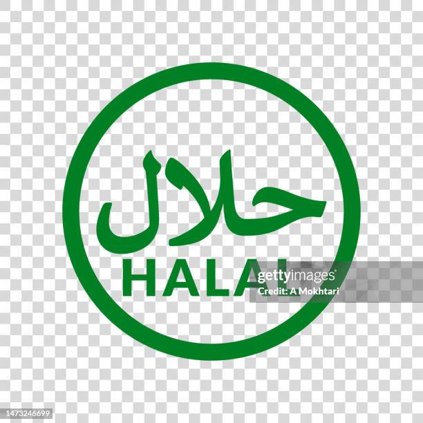 the halal icon is a circular shape. - modern certificate stock illustrations