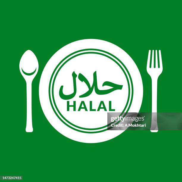 halal icon for restaurant. - kosher certified stock illustrations