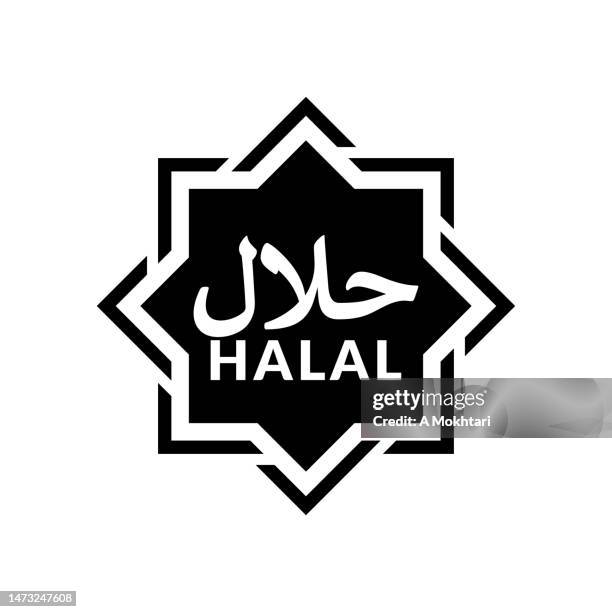 the halal icon is in arabic pattern. - kosher certified stock illustrations
