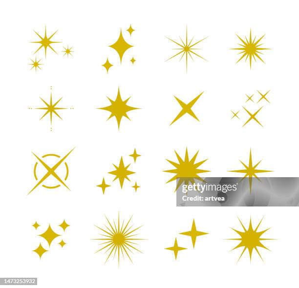 sparkle icon set - metall stock illustrations