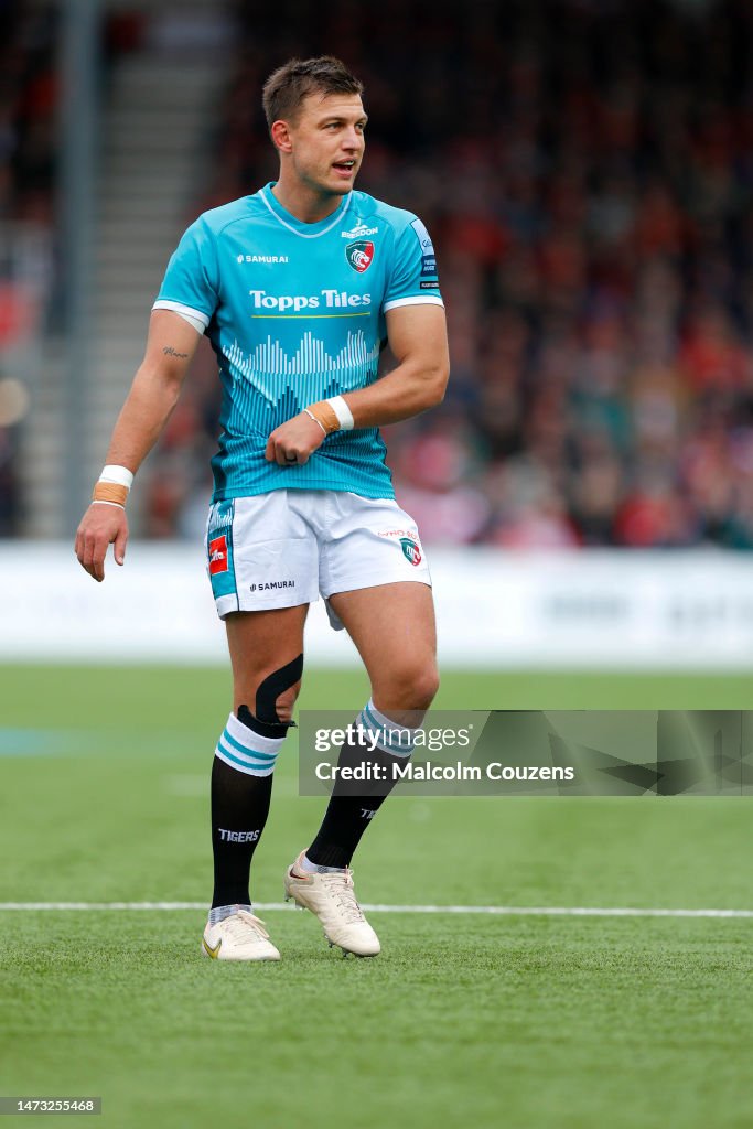 Leiscter Rugby Handre Pollard of Leicester Tigers looks on during the Gallagher ...