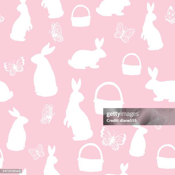 cute easter seamless background pattern - empty easter basket stock illustrations
