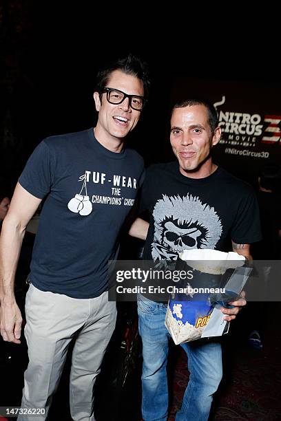 Johnny Knoxville and Steve-O at ARC Entertainment's Premiere of "Nitro Circus The Movie 3D" at Grauman's Chinese Theatre on June 27, 2012 in...