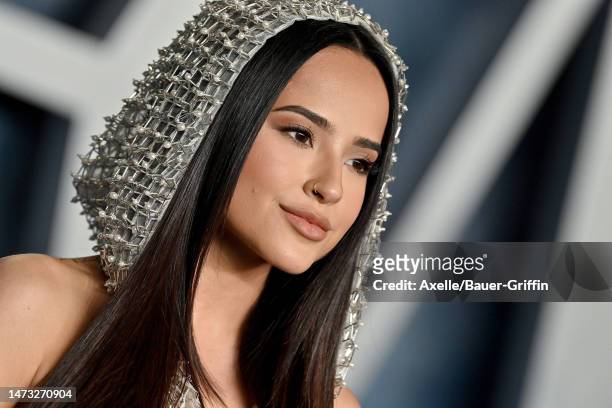 Becky G attends the 2023 Vanity Fair Oscar Party hosted by Radhika Jones at Wallis Annenberg Center for the Performing Arts on March 12, 2023 in...
