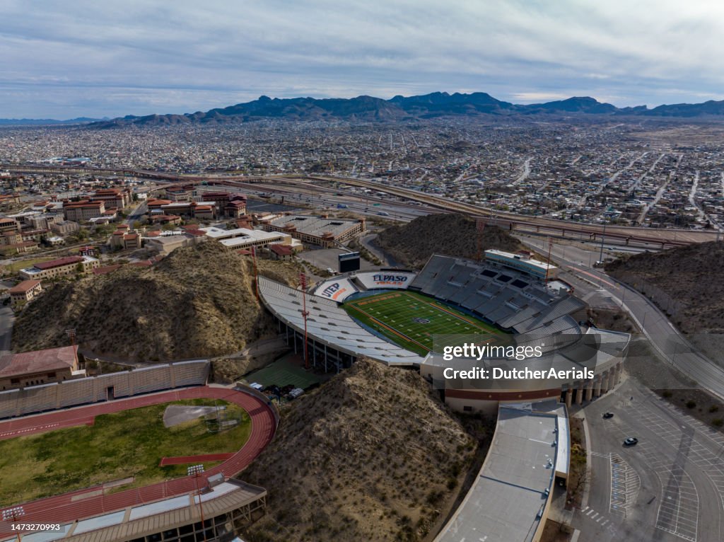 Utep Location University Of Texas At El Paso Mexico Border Aerial View High-Res Stock ...