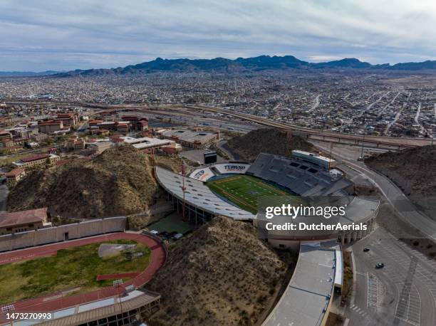 university of texas at el paso, mexico border aerial view - ciudad juarez stock pictures, royalty-free photos & images