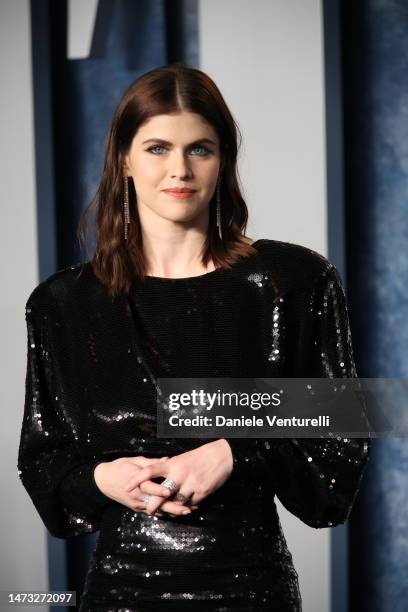 Alexandra Daddario attends the 2023 Vanity Fair Oscar Party hosted by Radhika Jones at Wallis Annenberg Center for the Performing Arts on March 12,...