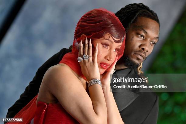 Cardi B and Offset attend the 2023 Vanity Fair Oscar Party hosted by Radhika Jones at Wallis Annenberg Center for the Performing Arts on March 12,...