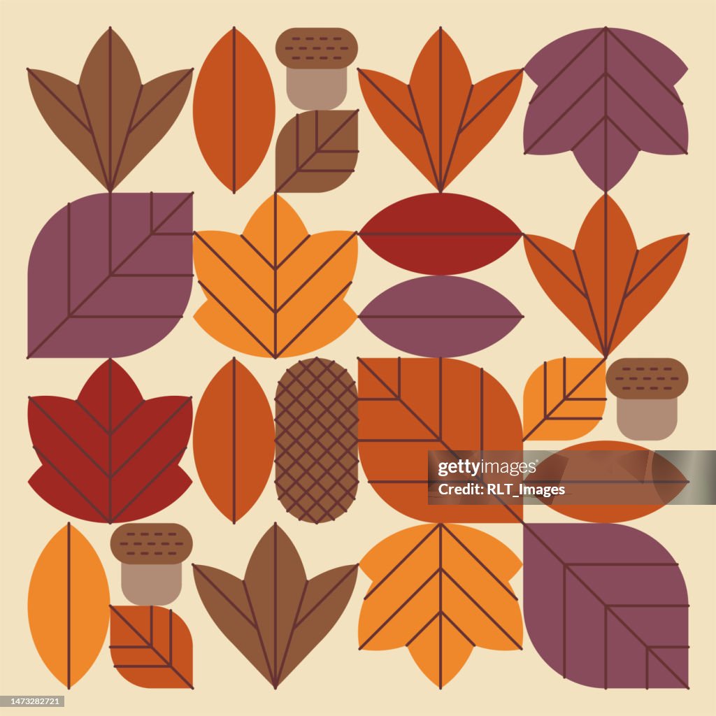 Geometric autumn leaf graphics