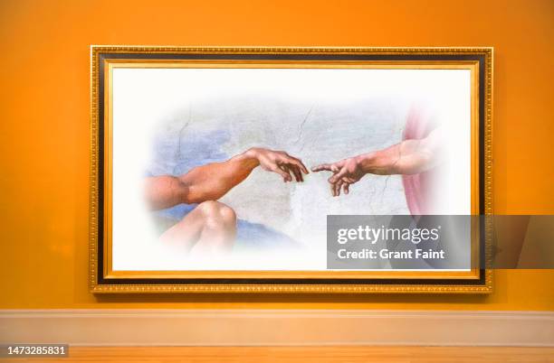 composite image. painting in frame - vancouver art gallery stock pictures, royalty-free photos & images