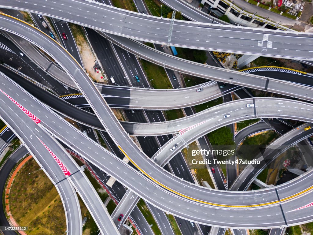 Drone view of Highway Junction Intersection in Kuala Lumpur Malaysia